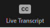 Screenshot of Zoom Live Transcript Button